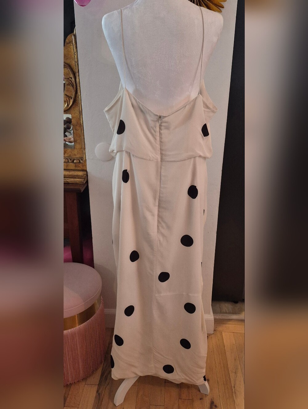 Derek Lam - 10 Crosby, Cream Maxi Dress with Black Polka Dots - Picture 4 of 6